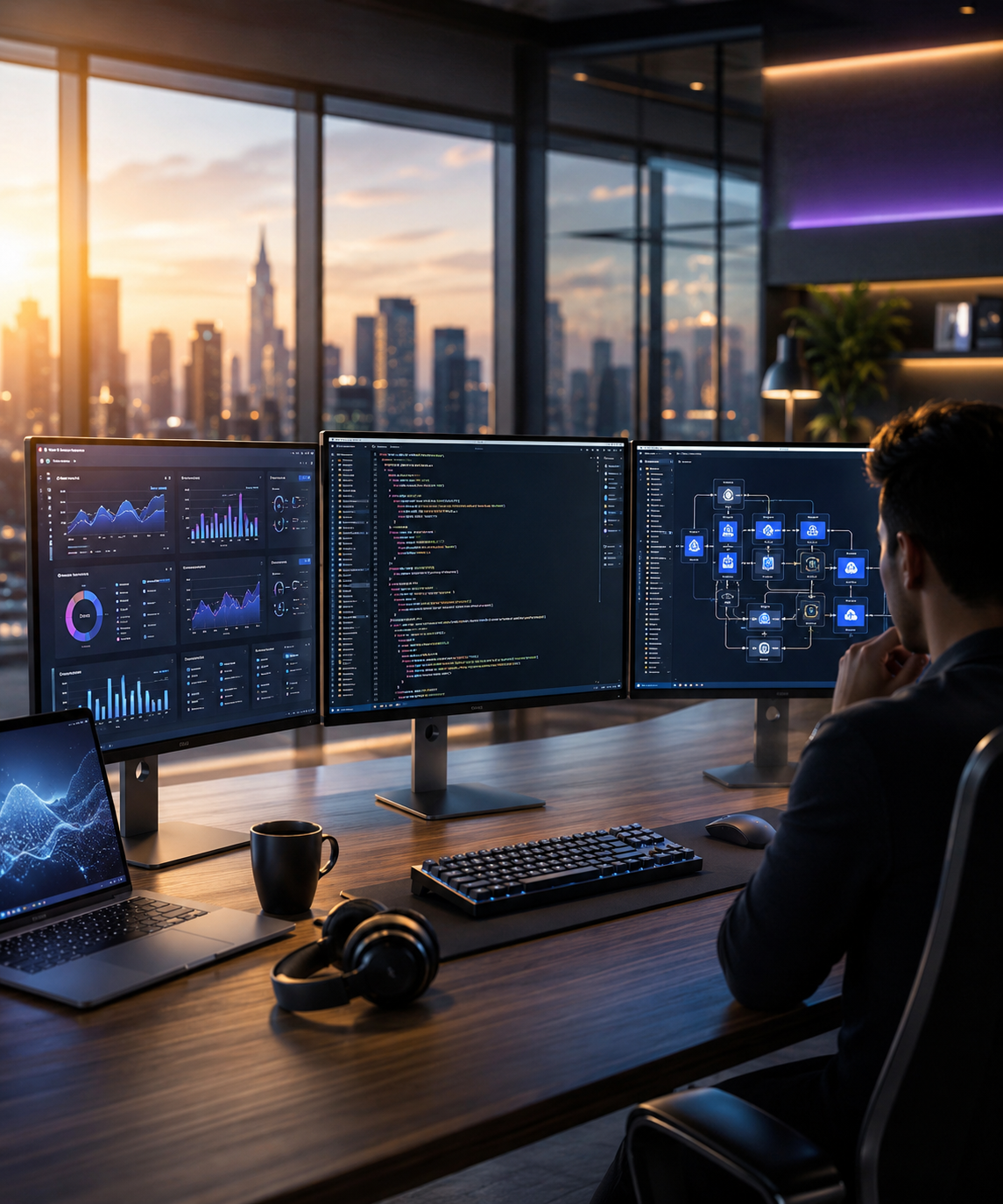 Software developer working on dashboard