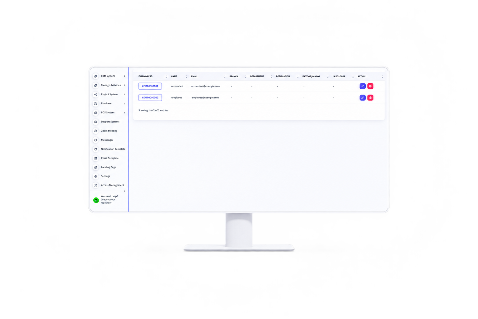 Desktop HRM system